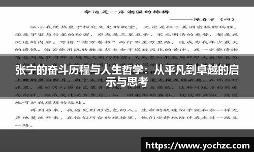 张宁的奋斗历程与人生哲学：从平凡到卓越的启示与思考
