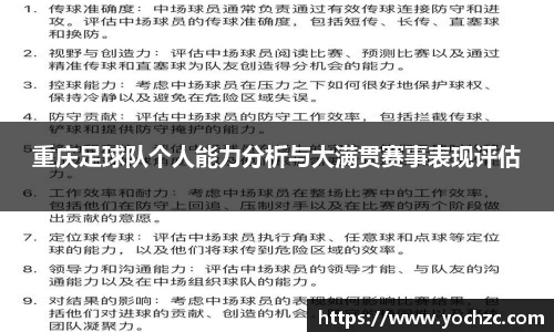 重庆足球队个人能力分析与大满贯赛事表现评估